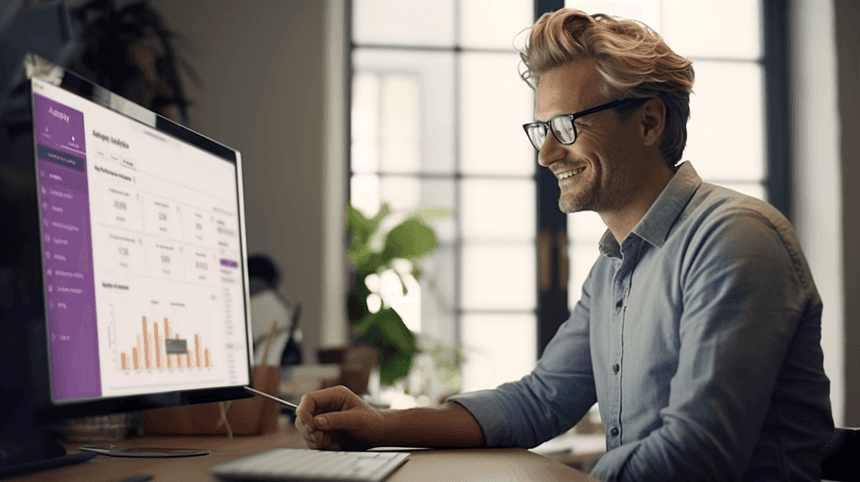 Man in front of PC monitor (AI Generated)