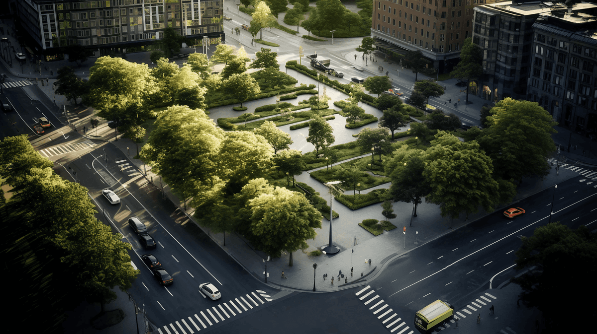 Urban green park from above (AI Generated)