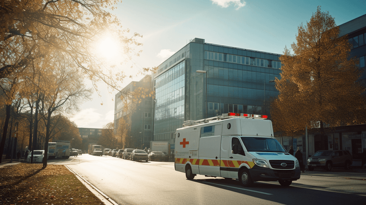 Ambulance in front of hospital (AI Generated)