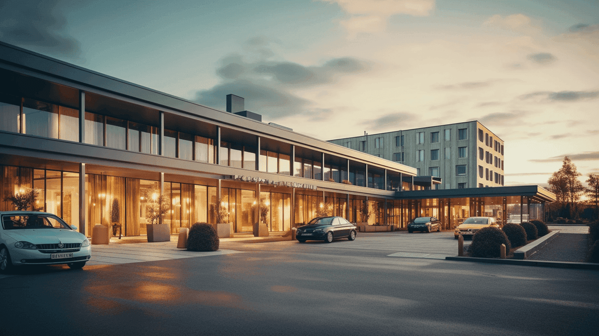Parking lot in front of hotel (AI Generated)