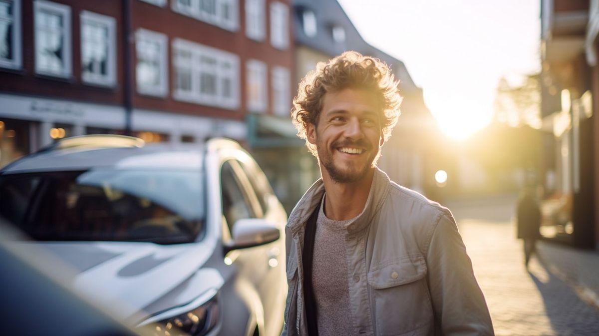 Man in street with in front of a car (AI Generated)